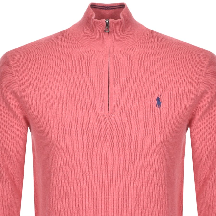 Alternative Image for ProductRalph Lauren Half Zip Waffle Knit Jumper Pink2